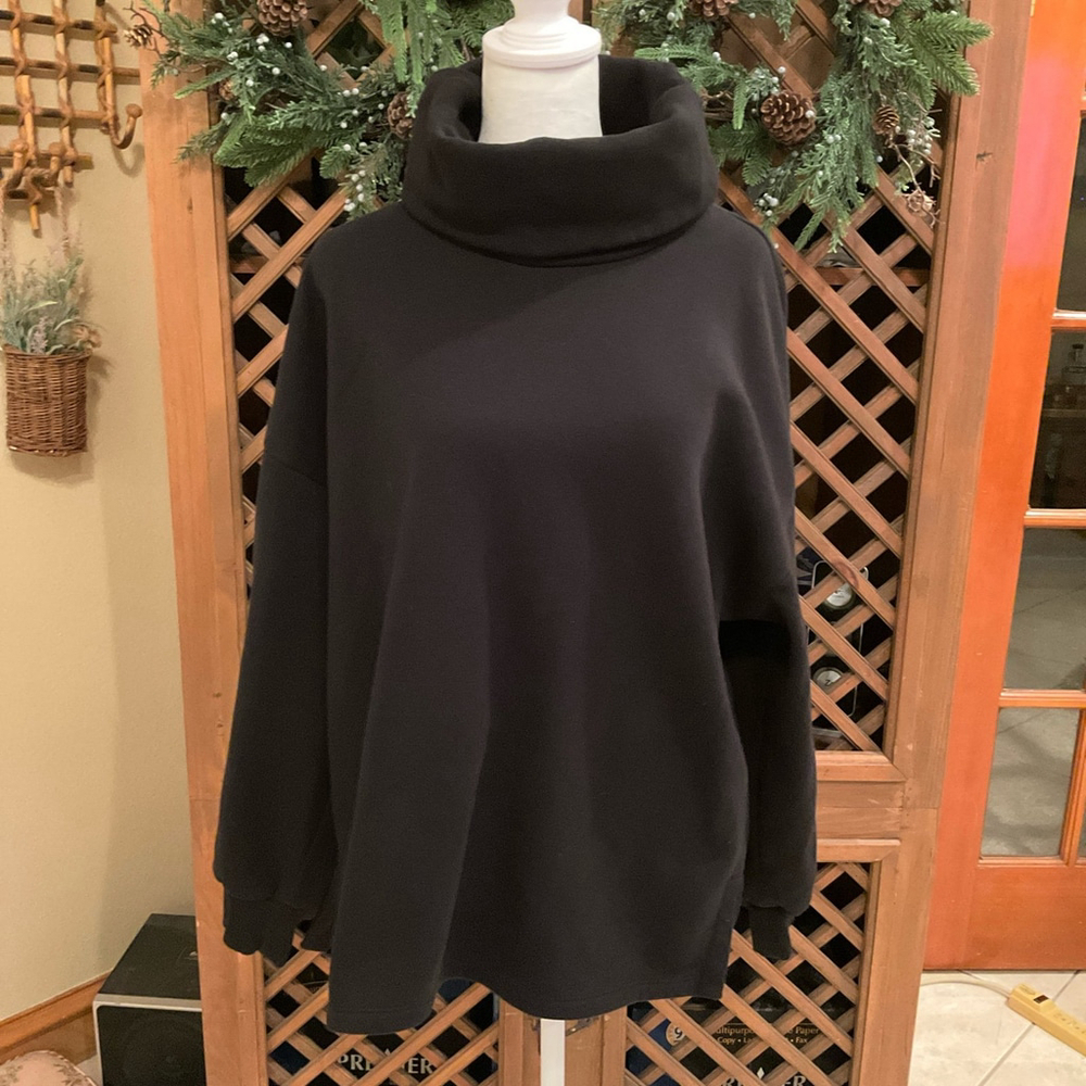 Banana Republic Minimalist Capsule Black Cowl Neck Sweatshirt Pullover Size Larg